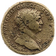 Sestertius - Trajan S P Q R OPTIMO PRINCIPI S C ARAB ADQ; Arabia obverse image