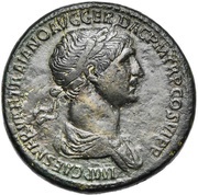 Sestertius - Trajan CONSERVATORI PATRISPATRIAE S C; Jupiter obverse image