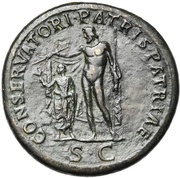 Sestertius - Trajan CONSERVATORI PATRISPATRIAE S C; Jupiter, Rome, 112-114 reverse image