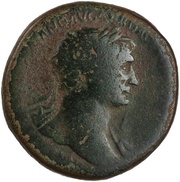 Sestertius - Trajan S P Q R OPTIMO PRINCIPI S C VIA TRAIANA; Via Trajana obverse image