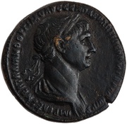 Sestertius - Trajan ARMENIA ET MESOPOTAMIA IN POTESTATEM P R REDACTAE S C; Armenia, Tigris, and Euphrates obverse image