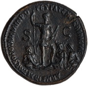 Sestertius - Trajan ARMENIA ET MESOPOTAMIA IN POTESTATEM P R REDACTAE S C; Armenia, Tigris, and Euphrates, Rome, 114-117 reverse image