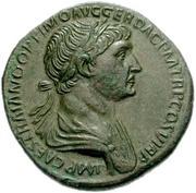 Sestertius - Trajan SENATVS POPVLVSQVE ROMANVS S C FORT RED; Fortuna obverse image