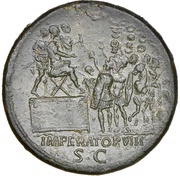 Sestertius - Trajan IMPERATOR VIII S C, Rome, 114-117 reverse image