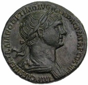 Sestertius - Trajan SENATVS POPVLVSQVE ROMANVS S C PRO AVG; Providentia obverse image