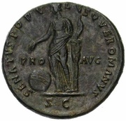 Sestertius - Trajan SENATVS POPVLVSQVE ROMANVS S C PRO AVG; Providentia, Rome, 114-117 reverse image