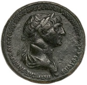 Sestertius - Trajan and Parthamaspates REX PARTHIS DATVS S C; Parthia obverse image