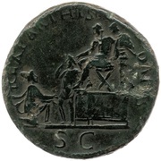 Sestertius - Trajan and Parthamaspates REX PARTHIS DATVS S C; Parthia, Rome, 114-117 reverse image