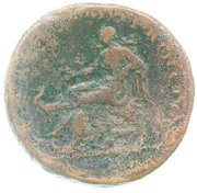 Sestertius - Trajan SENATVS POPVLVSQVE ROMANVS S C SALVS AVG; Salus, Rome, 114-117 reverse image