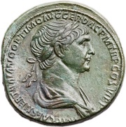 Sestertius - Trajan SENATVS POPVLVSQVE ROMANVS S C; Felicitas obverse image