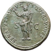 Sestertius - Trajan SENATVS POPVLVSQVE ROMANVS S C; Felicitas, Rome, 114-117 reverse image