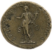 Sestertius - Trajan SENATVS POPVLVSQVE ROMANVS S C; Felicitas, Rome, 114-117 reverse image