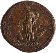 Sestertius - Hadrian PONT MAX TR POT COS II ANNONA AVG S C; Annona, Rome, 117 reverse image