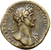 Sestertius - Hadrian PONT MAX TR POT COS II LIBERALITAS AVG S C; Annona obverse image