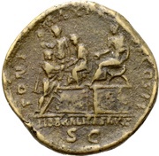 Sestertius - Hadrian PONT MAX TR POT COS II LIBERALITAS AVG S C; Annona, Rome, 117 reverse image