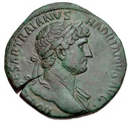 Sestertius - Hadrian PONT MAX TR POT COS III SECVR AVG S C; Securitas obverse image
