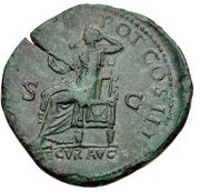 Sestertius - Hadrian PONT MAX TR POT COS III SECVR AVG S C; Securitas reverse image