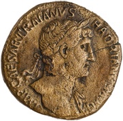 Sestertius - Hadrian PONT MAX TR POT COS III SECVR AVG S C; Securitas obverse image
