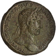Sestertius - Hadrian PONT MAX TR POT COS III S C; Felicitas obverse image