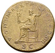 Sestertius - Hadrian PONT MAX TR POT COS III SC; Jupiter, Rome, 119-120 reverse image