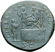 Sestertius - Hadrian LIBERALITAS AVG III S C; Liberalitas, Rome, 120-121 reverse image