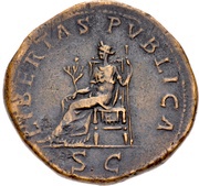 Sestertius - Hadrian LIBERTAS PVBLICA S C; Libertas, Rome, 120-121 reverse image
