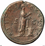 Sestertius - Hadrian PIETAS AVGVSTIS C; Pietas, Rome, 121 reverse image