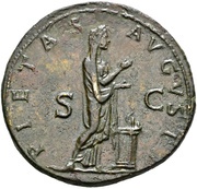 Sestertius - Hadrian PIETAS AVGVSTI S C; Pietas reverse image