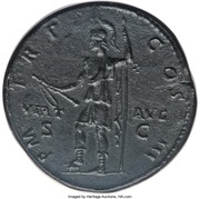 Sestertius - Hadrian P M TR P COS III VIRT AVG S C; Virtus, Rome, 121-123 reverse image