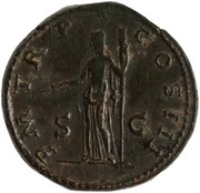 Sestertius - Hadrian P M TR P COS III S C; Ceres, Rome, 121-123 reverse image
