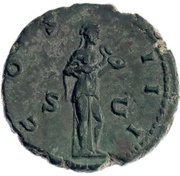 Sestertius - Hadrian P M TR P COS III S C; Minerva, Rome, 121-123 reverse image
