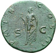 Sestertius - Hadrian P M TR P COS III S C; Spes, Rome, 121-123 reverse image