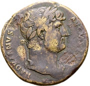 Sestertius - Hadrian COS III EXPED S C obverse image