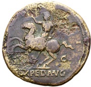 Sestertius - Hadrian COS III EXPED S C, Rome, 124-125 reverse image
