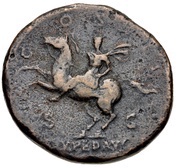 Sestertius - Hadrian COS III EXPED AVG S C, Rome, 124-125 reverse image