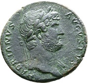 Sestertius - Hadrian COS III S C (usually in field); Diana obverse image