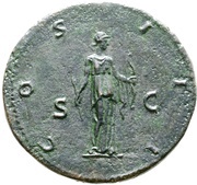 Sestertius - Hadrian COS III S C (usually in field); Diana, Rome, 124-125 reverse image