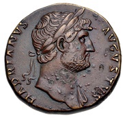Sestertius - Hadrian COS III S C; Virtus obverse image