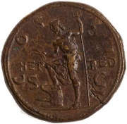 Sestertius - Hadrian COS III NEP RED S C; Neptune, Rome, 125-127 reverse image