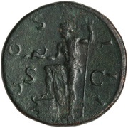 Sestertius - Hadrian COS III NEP RED S C; Neptune, Rome, 125-127 reverse image
