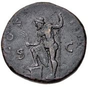 Sestertius - Hadrian COS III S C; Neptune, Rome, 125-127 reverse image