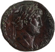 Sestertius - Hadrian COS III S C; Neptune obverse image
