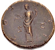Sestertius - Hadrian COS III S C; Aequitas and Moneta, Rome, 125-127 reverse image