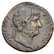 Sestertius - Hadrian COS III S C; Roma obverse image