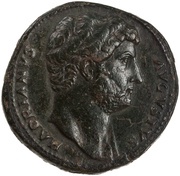 Sestertius - Hadrian COS III S C; Roma obverse image