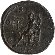 Sestertius - Hadrian COS III S C; Roma, Rome, 126-127 reverse image