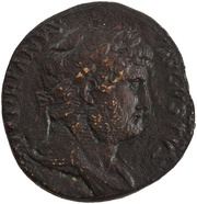 Sestertius - Hadrian COS III S C; Roma obverse image