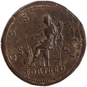 Sestertius - Hadrian COS III S C; Fortuna, Rome, 128-129 reverse image