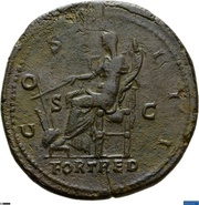 Sestertius - Hadrian COS III S C; Fortuna, Rome, 128-129 reverse image