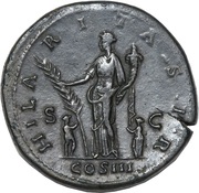 Sestertius - Hadrian COS III S C; Fortuna, Rome, 128-129 reverse image